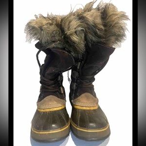 Sorel Joan of Arctic 1540-010 Lace Up Tall Winter Boots Black Women's Sz 8